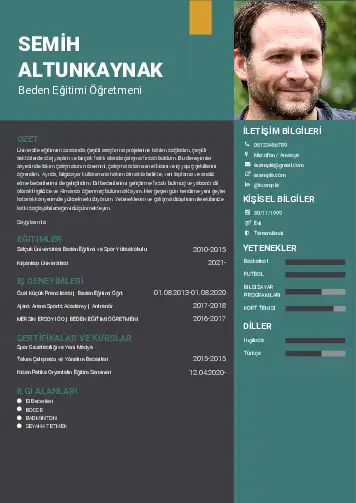 Beden Eğitimi Öğretmeni CV Örnekleri cv indir